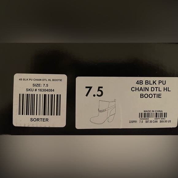 Chain Heel Bootie - Black - Size 7.5WW NWT - Picture 5 of 5
